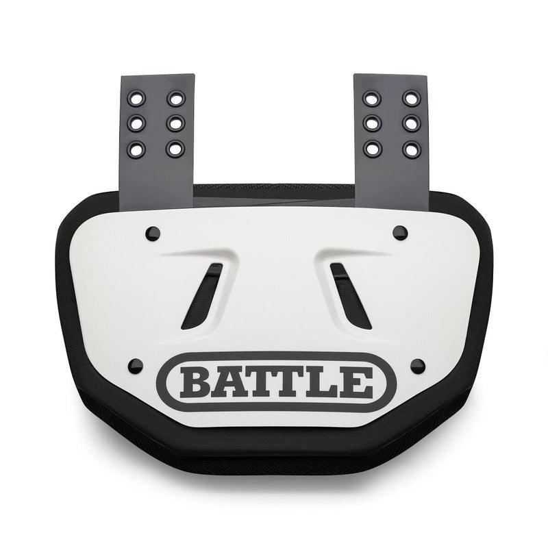Battle Sports Football Back Plate â€“ Hard Shell Lower Back Protector with Contoured Foam for High-Impact Protection - Adult, White/Black - Image 1